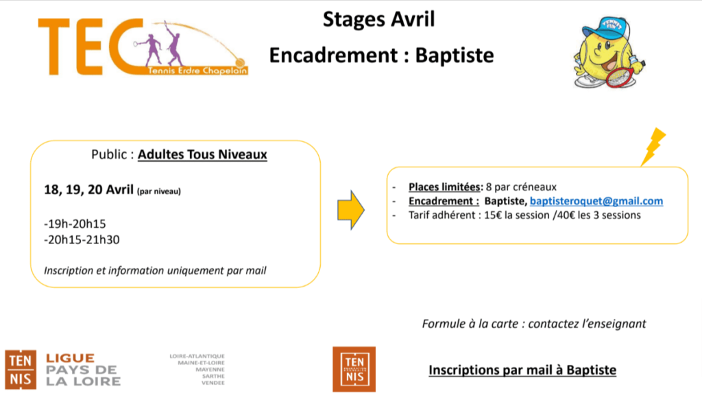 Stages adultes avril